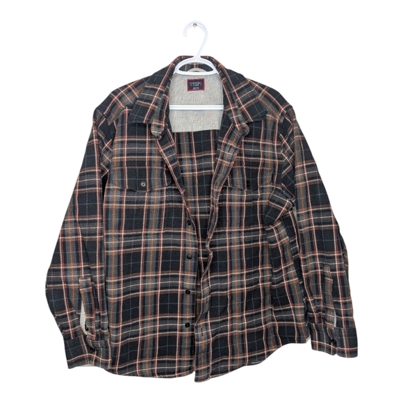 UNTUCKit Reverdy Thick Cotton Plaid Flannel Black Orange Fall Button Down XL Men - Picture 4 of 11